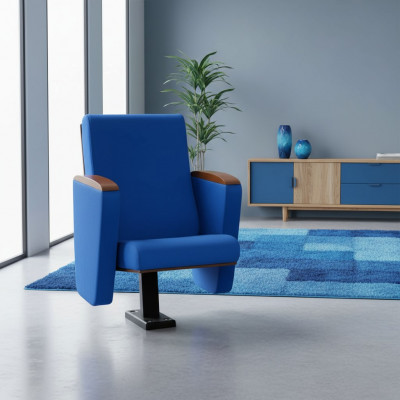 Fotel Art Deco Fotel Sofa 1 miejsce do siedzenia dla Theatre Design Luxury Blue Włókienniczy