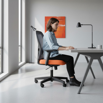 Krzesła biurowe Pomarańczowe krzesło biurowe Krzesło obrotowe Krzesło biurowe ChefFotel Mesh Design