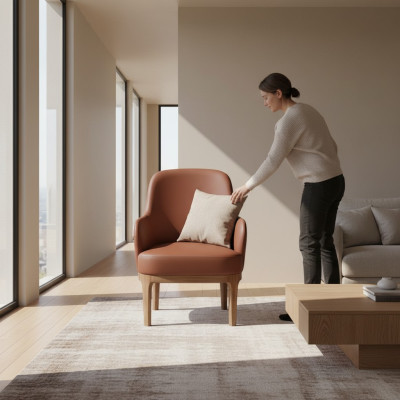 Brązowy salon Fotel designerski, luksusowy fotel jednoosobowy Krzesła