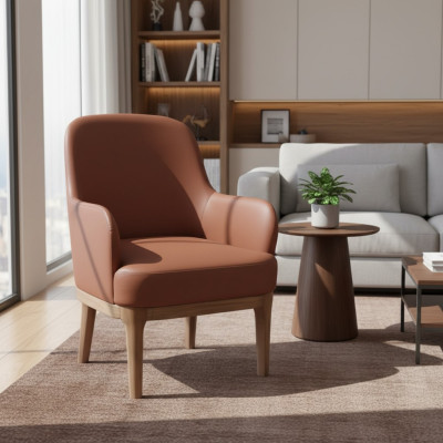 Brązowy salon Fotel designerski, luksusowy fotel jednoosobowy Krzesła