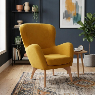 Żółty designerski Fotel Podkładka do salonu LoungeFotel Noble jednoosobowy