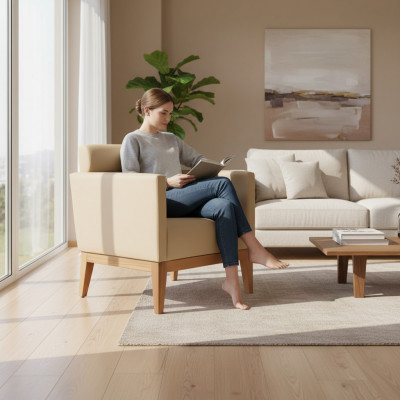 Beiger ClubFotel Relaks 1-miejsce siedzące Designer Fotel Living Room miejsce siedzące