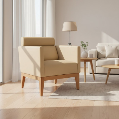 Beiger ClubFotel Relaks 1-miejsce siedzące Designer Fotel Living Room miejsce siedzące