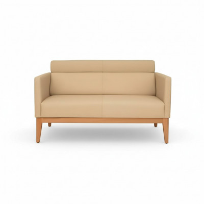 Beżowa designerska sofa biurowa 2-miejsce do siedzenia tapicerowana sztuczna skóra luksusowe kanapy