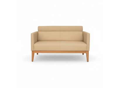 Beżowa designerska sofa biurowa 2-miejsce do siedzenia tapicerowana sztuczna skóra luksusowe kanapy
