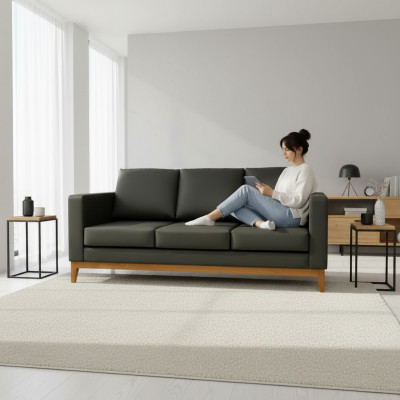 Czarna designerska sofa biurowa 3-miejsce siedzące do salonu 3-osobowa sofa tapicerowana