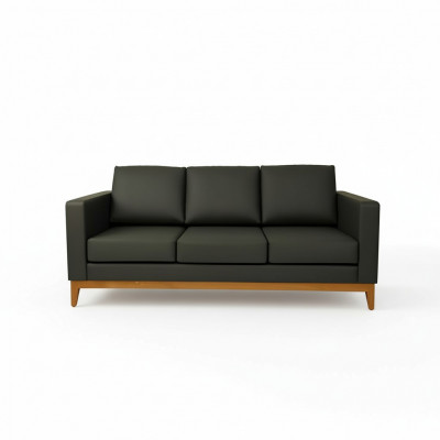 Czarna designerska sofa biurowa 3-miejsce siedzące do salonu 3-osobowa sofa tapicerowana