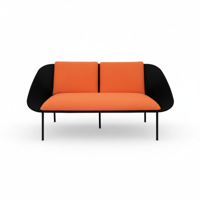 Czarny -Orange 2-miejsce do siedzenia Study Podkładka Modern Couch Włókienniczy Sofy