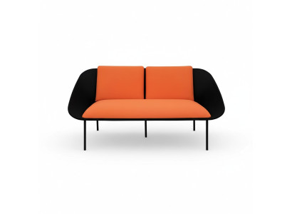 Czarny -Orange 2-miejsce do siedzenia Study Podkładka Modern Couch Włókienniczy Sofy