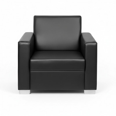 Czarna skórzana Fotel Designer Podkładka Jednoosobowa Pokój dzienny Relaks miejsce siedzące