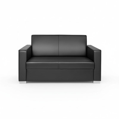 Czarna Skóra Sofa Dwuosobowa Sofa Lounge 2-miejsce siedzące Modern Club 2-osobowa
