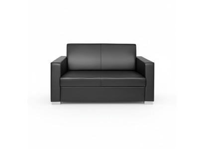 Czarna Skóra Sofa Dwuosobowa Sofa Lounge 2-miejsce siedzące Modern Club 2-osobowa