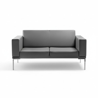 Szara styl biurowy 2-miejsce siedzeniae designerska sofa tapicerowana sztuczna skóra kanapy 2-osobowe