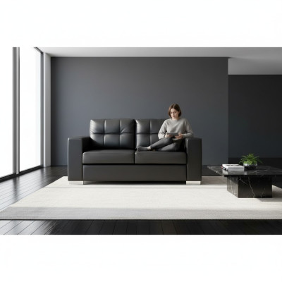 Czarny Salon 2-miejsce do siedzenia Luksusowa Skóra Relaks Kanapa Nowoczesny Design