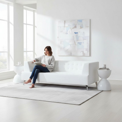 Biała dwuosobowa luksusowa sofa nowoczesna 2-miejsce siedzące klubowa sofa salonowa kanapa nowa