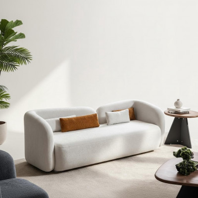 Modern Design Podkładka Biały Siedziba Kanapa 3 miejsce do siedzenia Sofa Sofy Włókienniczy Materiał