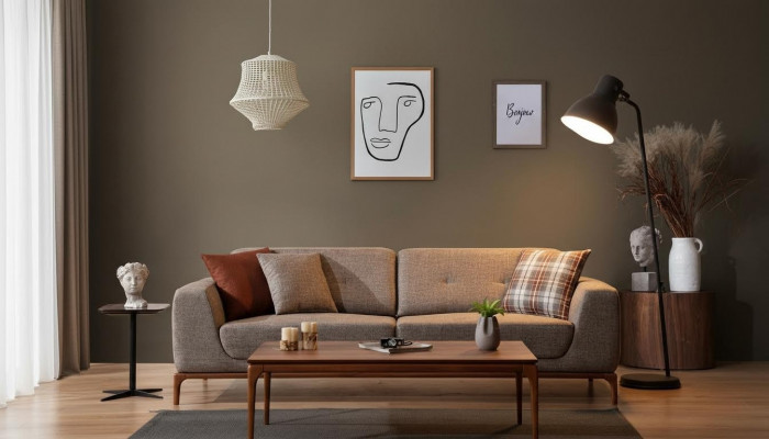 Sofa 3 miejsce do siedzenia Sofa tapicerowana szara Textill Siedziba Design Material Nowoczesne sofy kanapowe