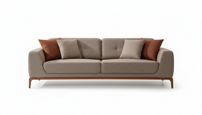 Sofa 3 miejsce do siedzenia Sofa tapicerowana szara Textill Siedziba Design Material Nowoczesne sofy kanapowe