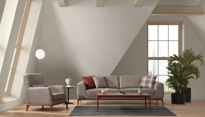 Luksusowy Zestaw sofowy Sofa 3 miejsce do siedzenia Fotel Materiał Nowoczesny Szary Zestaw Nowoczesny Nowy