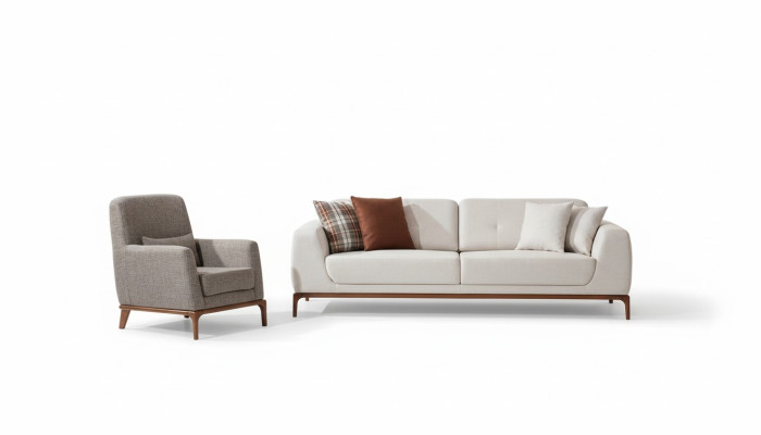 Luksusowy Biały Zestaw sofowy Sofa 3 miejsce do siedzenia Fotel Materiał Modern Modern Zestaw nowy