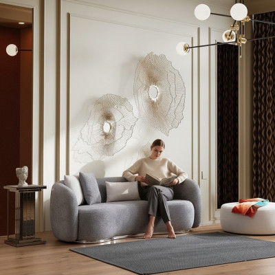 Sofa 4 miejsce do siedzenia Sofa tapicerowana szara Textill Siedziba Design Material Nowoczesne sofy kanapowe