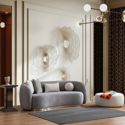 Sofa 4 miejsce do siedzenia Sofa tapicerowana szara Textill Siedziba Design Material Nowoczesne sofy kanapowe