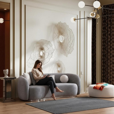 Nowoczesny Design Szara Kanapa Sofa 4-osobowa Siedziba Podkładka Sofa Meble Stołek nowość