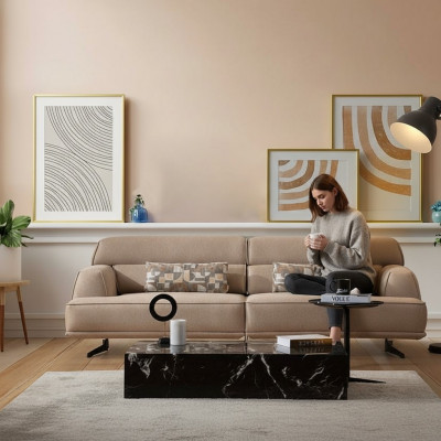 Sofa 3 miejsce do siedzenia Designerska Sofa Kanapa Sofy Kanapy Materiał Włókienniczy Nowa Podkładka