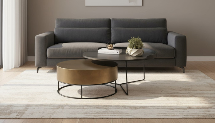 Designerski 2x Stoliki do kawy Nowoczesny okrągły metalowy stolik Stolik