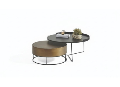 Designerski 2x Stoliki do kawy Nowoczesny okrągły metalowy stolik Stolik