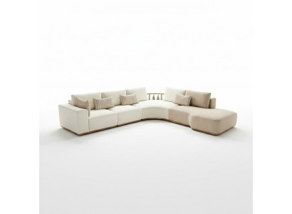 Biała Narożnikowa kanapa Nowoczesne Meble do Salonu Designerska Kanapa Sofa Włókienniczy 2szt
