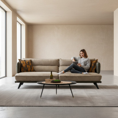 Sofa 3 miejsce do siedzenia Sofa tapicerowana Wielobarwny Textill Siedziba Design Material Nowoczesne sofy
