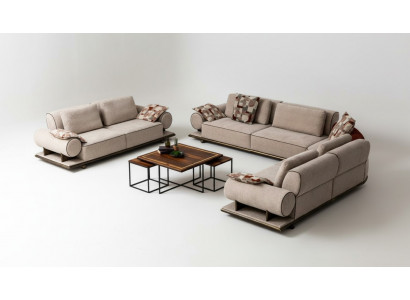 Sofa Tkaninowa Żywy krajobraz Narożnik Design Nowoczesna Sofa Narożnikowa kanapa L-Shape Beżowa Nowość