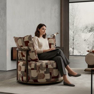 Nowoczesna wielokolorowa sofa Fotel Design miejsce do siedzenia Luksusowa podkładka Relaks Włókienniczy Lounge