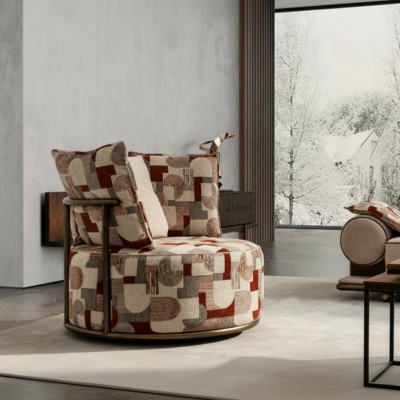 Nowoczesna wielokolorowa sofa Fotel Design miejsce do siedzenia Luksusowa podkładka Relaks Włókienniczy Lounge