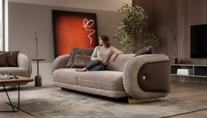 Pokój dzienny Włókienniczy Sofa 4 miejsce do siedzenia Luksusowe Meble Siedziba Design Couch Lounge nowość