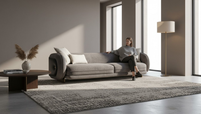 Pokój dzienny Szara Sofa Włókiennicza 4 miejsce do siedzenia Luksusowe Meble Siedziba Design Couch Lounge
