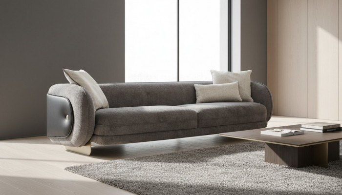 Pokój dzienny Szara Sofa Włókiennicza 4 miejsce do siedzenia Luksusowe Meble Siedziba Design Couch Lounge