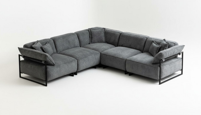 Sofa materiałowa Sofa Żywy krajobraz Narożnik Design Nowoczesna sofa Narożnikowa kanapa L-Shape Grey