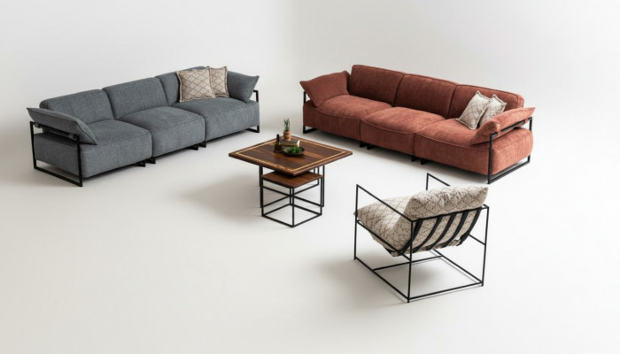Luksusowy Zestaw sofowy 2x czteroosobowe designerskie sofy do salonu Fotel