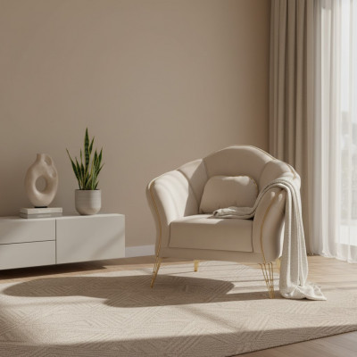 Sofa Chesterfield Design Beżowa Fotel Podkładka Couch Kanapy 1 miejsce siedzące Nowe