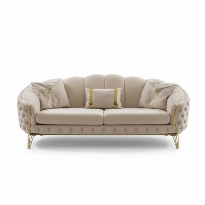Nowoczesny zestaw do salonu Chesterfield Beige sofowy x2 3 miejsce do siedzenia PolsterFotel