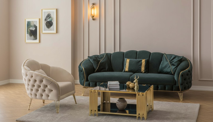 Nowoczesny Zestaw do Salonu Sofa 3 miejsce do siedzenia Fotel Włókienniczy Fotel Living Room Nowy