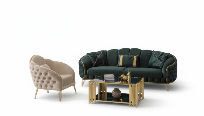Nowoczesny Zestaw do Salonu Sofa 3 miejsce do siedzenia Fotel Włókienniczy Fotel Living Room Nowy