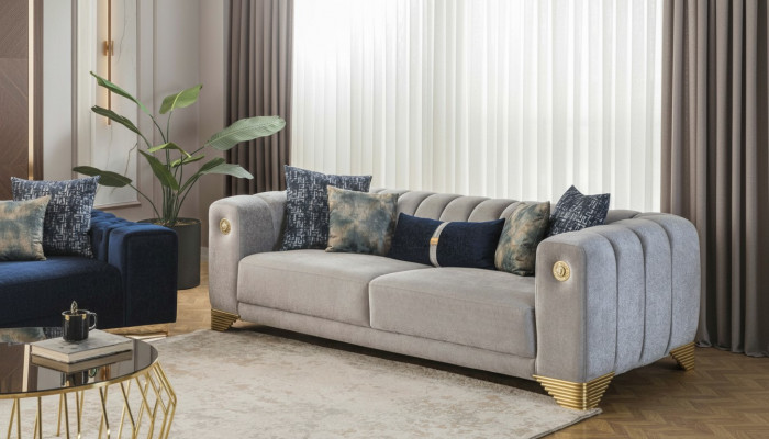 Sofa Tapicerowana x2 3-miejsce do siedzenia Sofy Włókiennicze Siedziba Design Sofy Nowoczesne Nowe