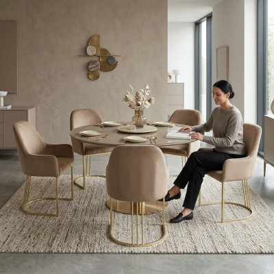 Grupa Set 6x Fotel Krzesło Design Material Podkładka Krzesła jadalnia Włókienniczy