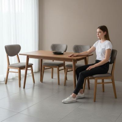 Brązowe krzesło drewniane Designerskie krzesła tapicerowane Luksusowe meble do siedzenia do jadalni