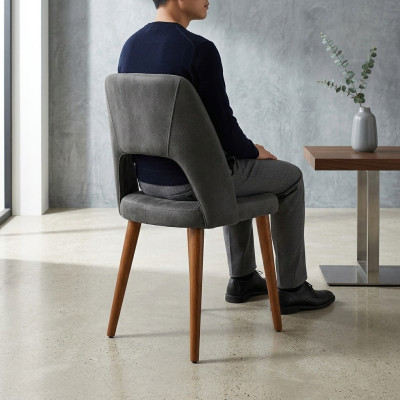 Szaro-brązowe designerskie drewniane krzesło Krzesła do jadalni Luksusowa drewniana rama