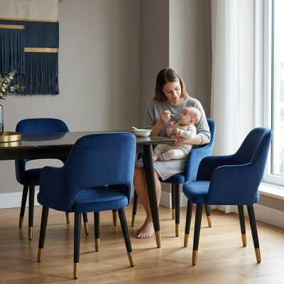 Luksusowe 6x Krzesła Niebieskie Meble Kuchenne Designerskie Nowoczesne Krzesło Do Jadalni Meble Drewniane