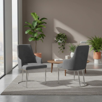 Nowoczesne Szare 6x Krzesła Metalowe Krzesło do Jadalni Designerskie Meble Luxury Krzesła